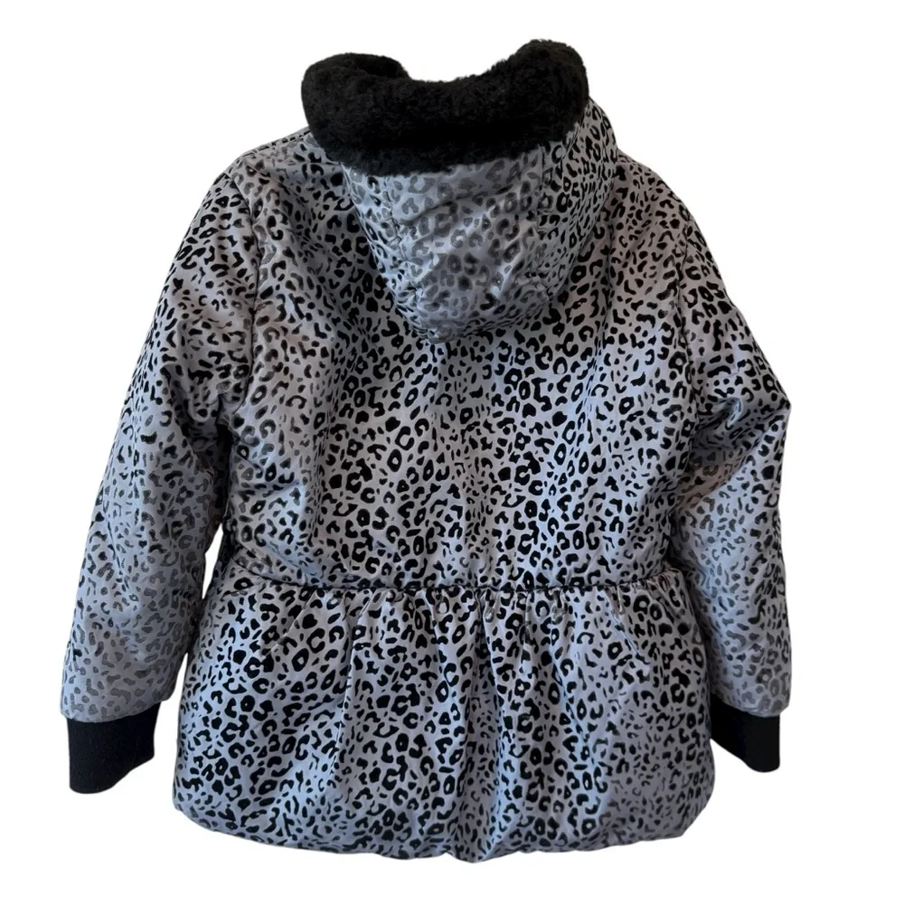 Rothschild‎ Black and Gray Leopard Print Girls Puffer Jacket Size 5/6